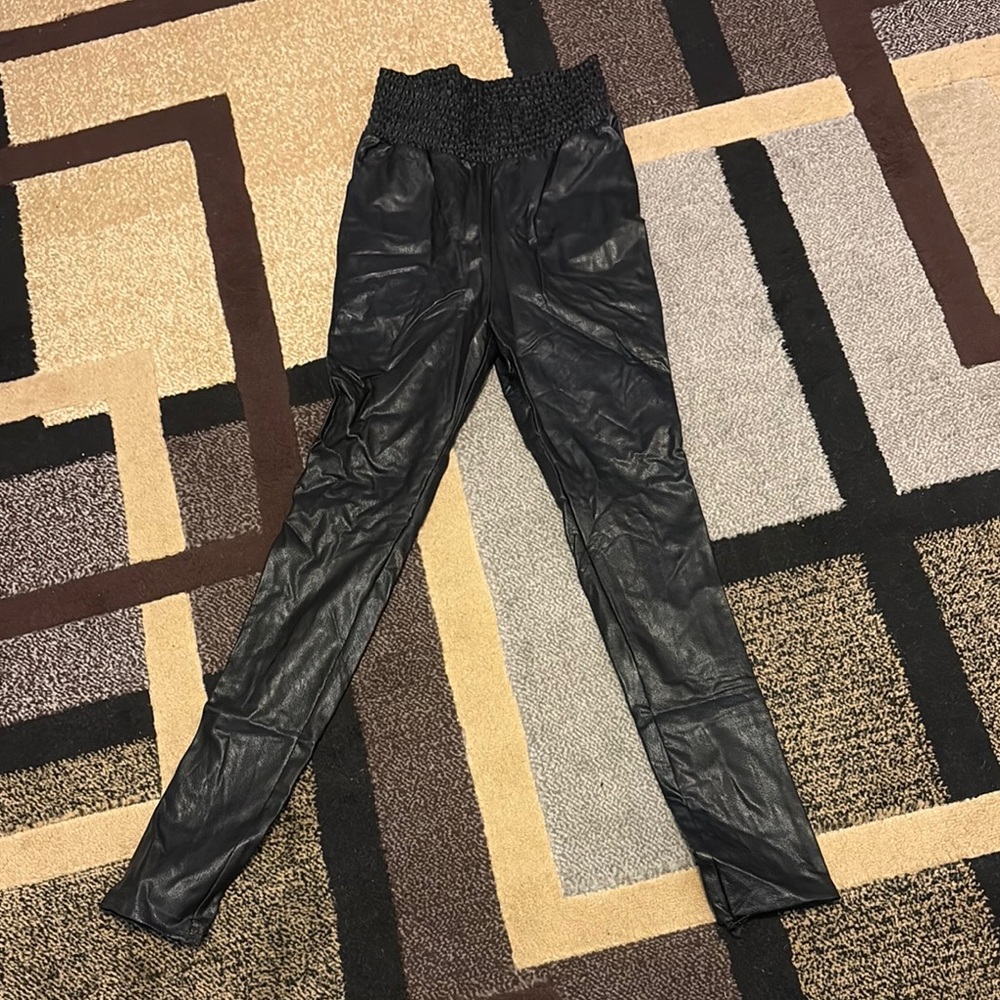 Black Faux Leather Pants - 27” inseam